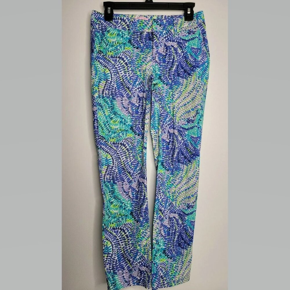 Lilly Pulitzer Crop Pant Womens Size 2 Blue Current Fantasea Shana Stretch Chino